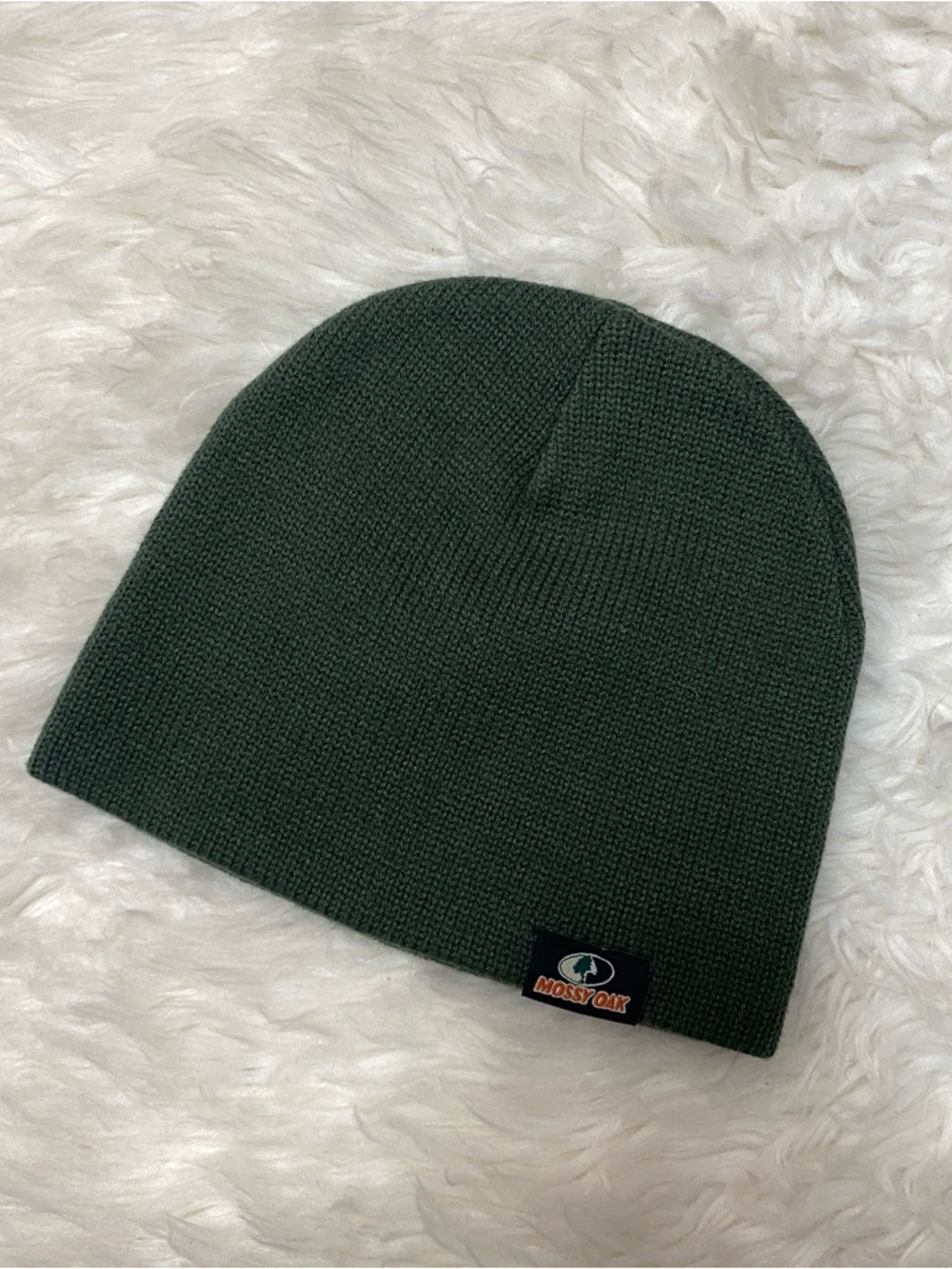 MOSSY OAK GREEN KNIT BEANIE GRUNGE ALT SKATER GOTH PUNK NORMCORE BASIC CASUAL